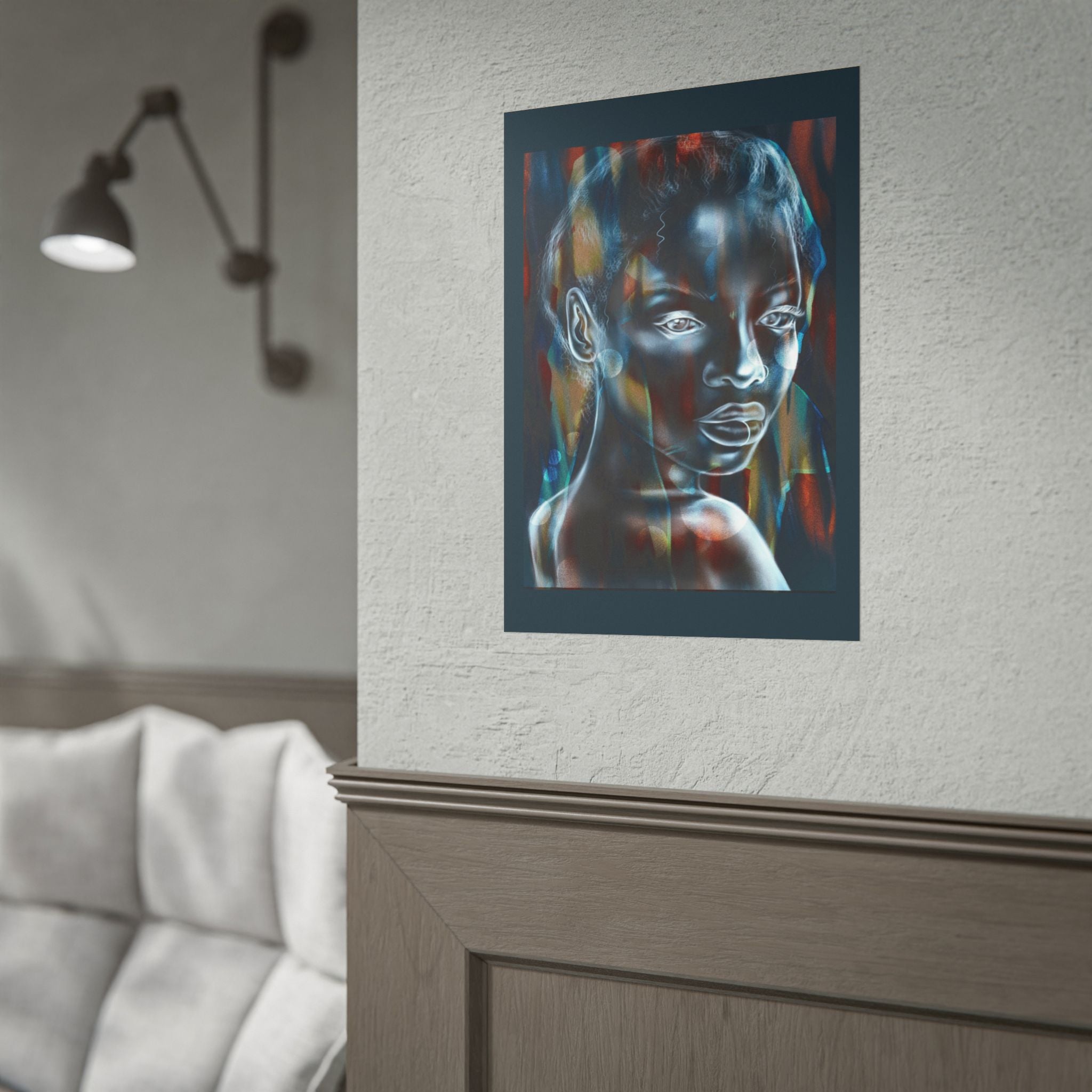 Abstract Neon Portrait Poster — Rolled Art Print
