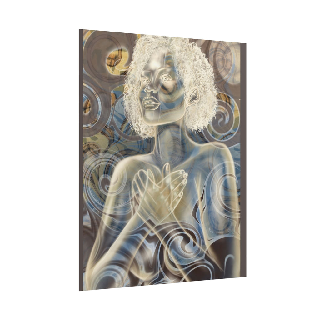 Rolled Poster — Serene Embrace Afro Woman Art Print