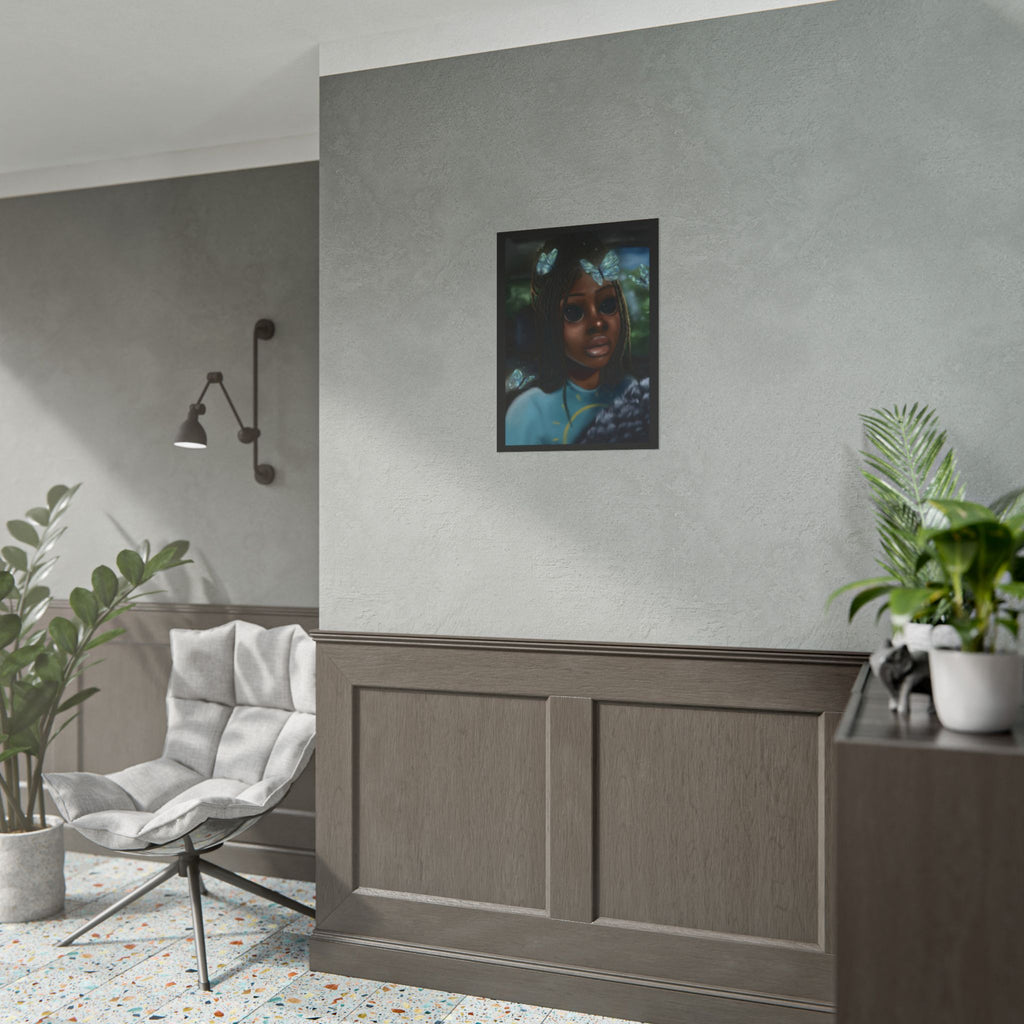 Butterfly Girl Rolled Poster — Surreal Portrait Wall Art