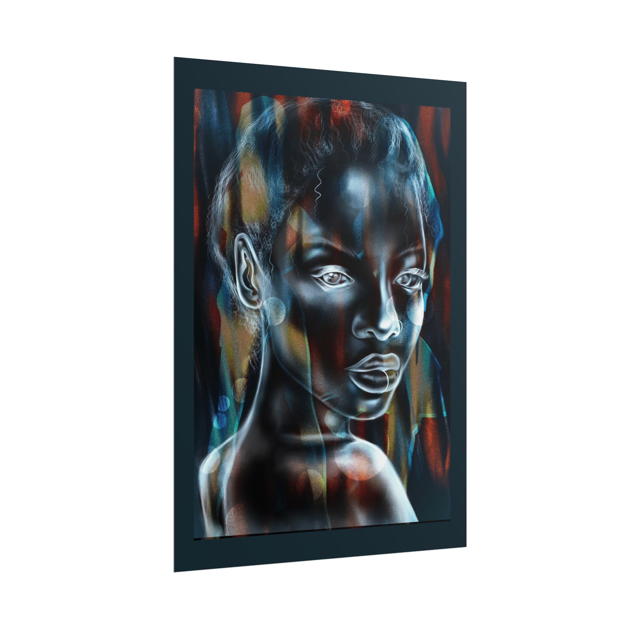 Abstract Neon Portrait Poster — Rolled Art Print