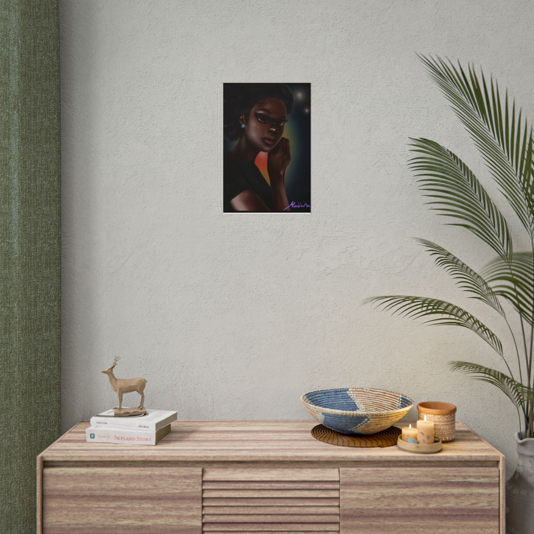 Afrofuturistic Portrait Poster — Moody Black Woman Art Print