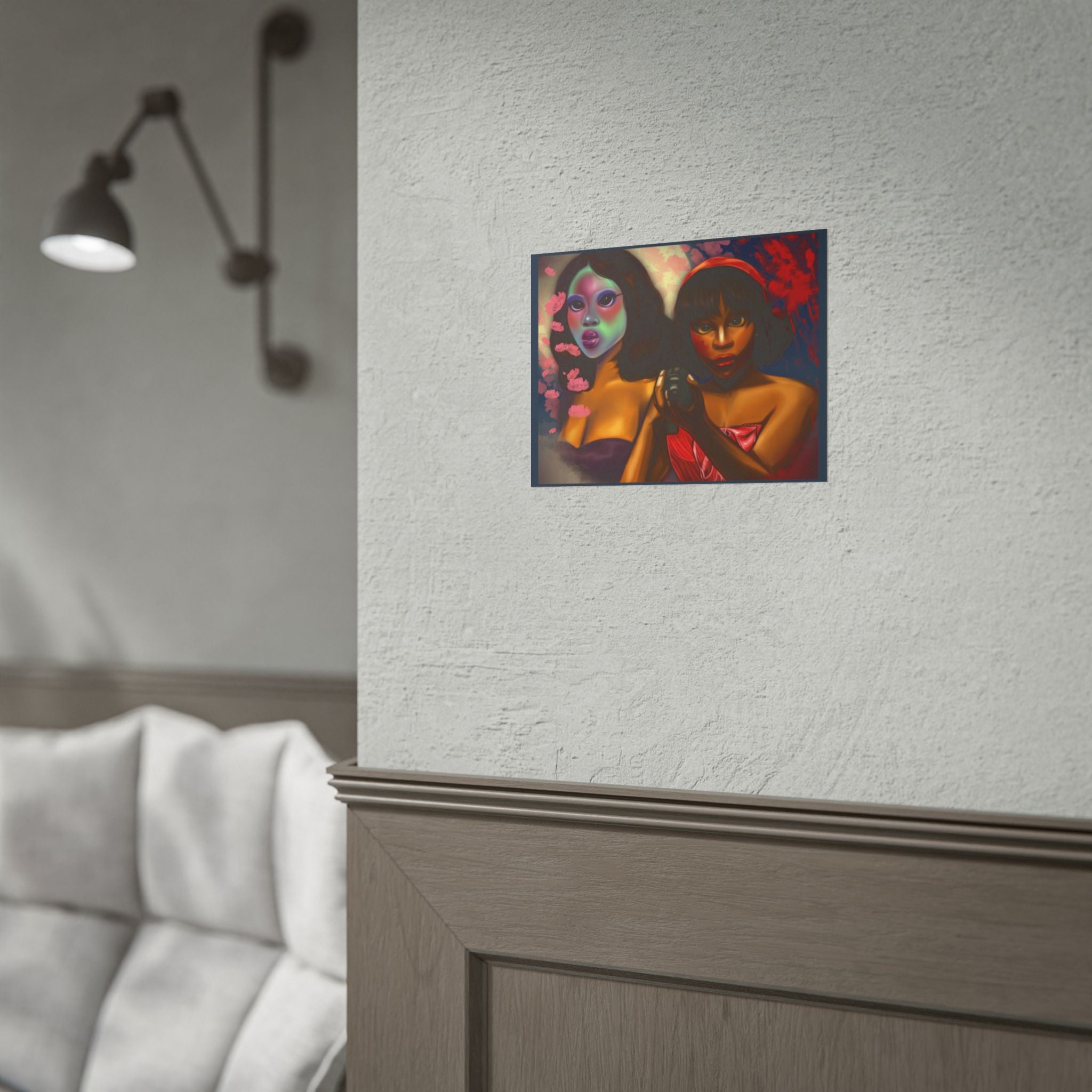 Rolled Poster — Surreal Portrait Duo Art Print (Masked Woman & Camera)