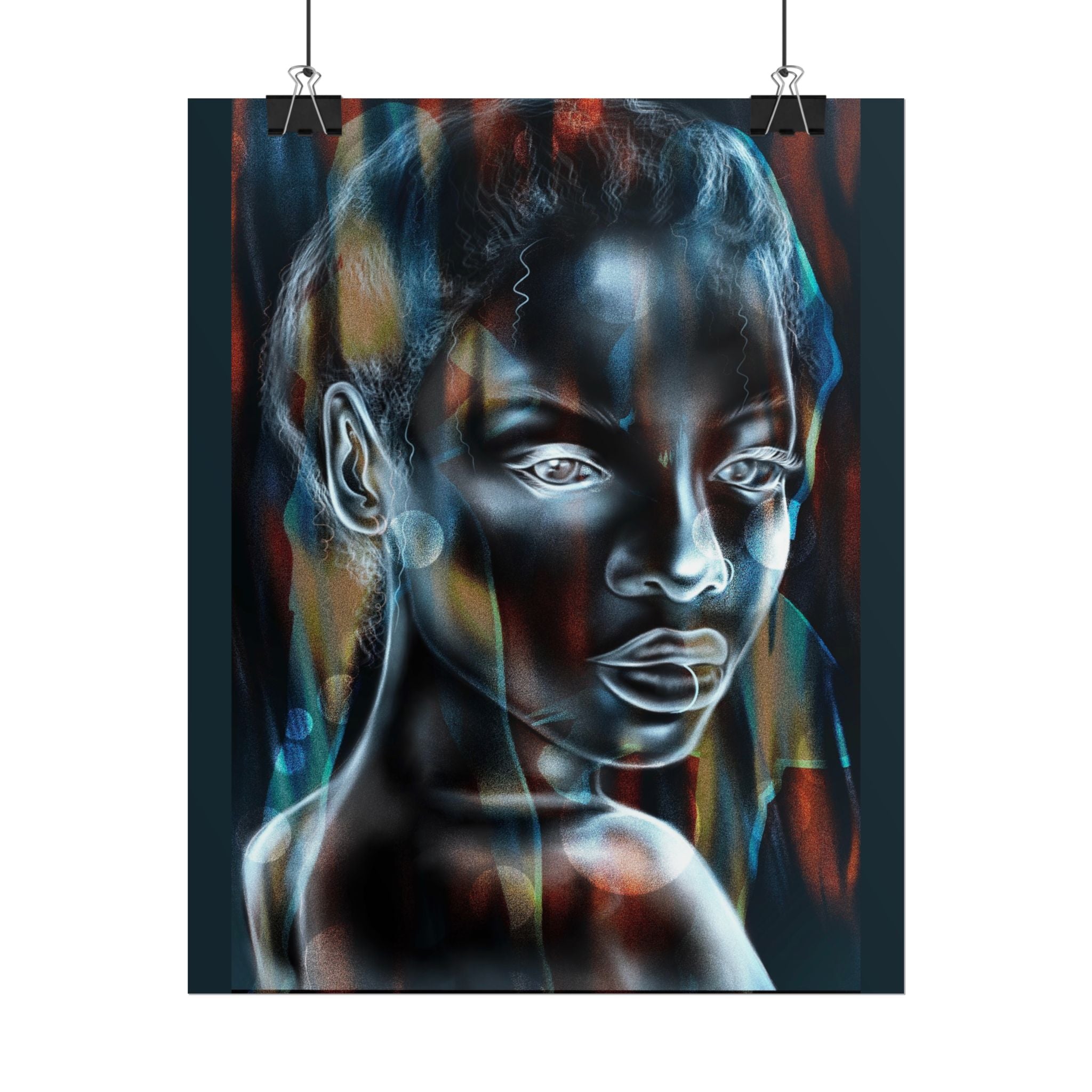 Abstract Neon Portrait Poster — Rolled Art Print