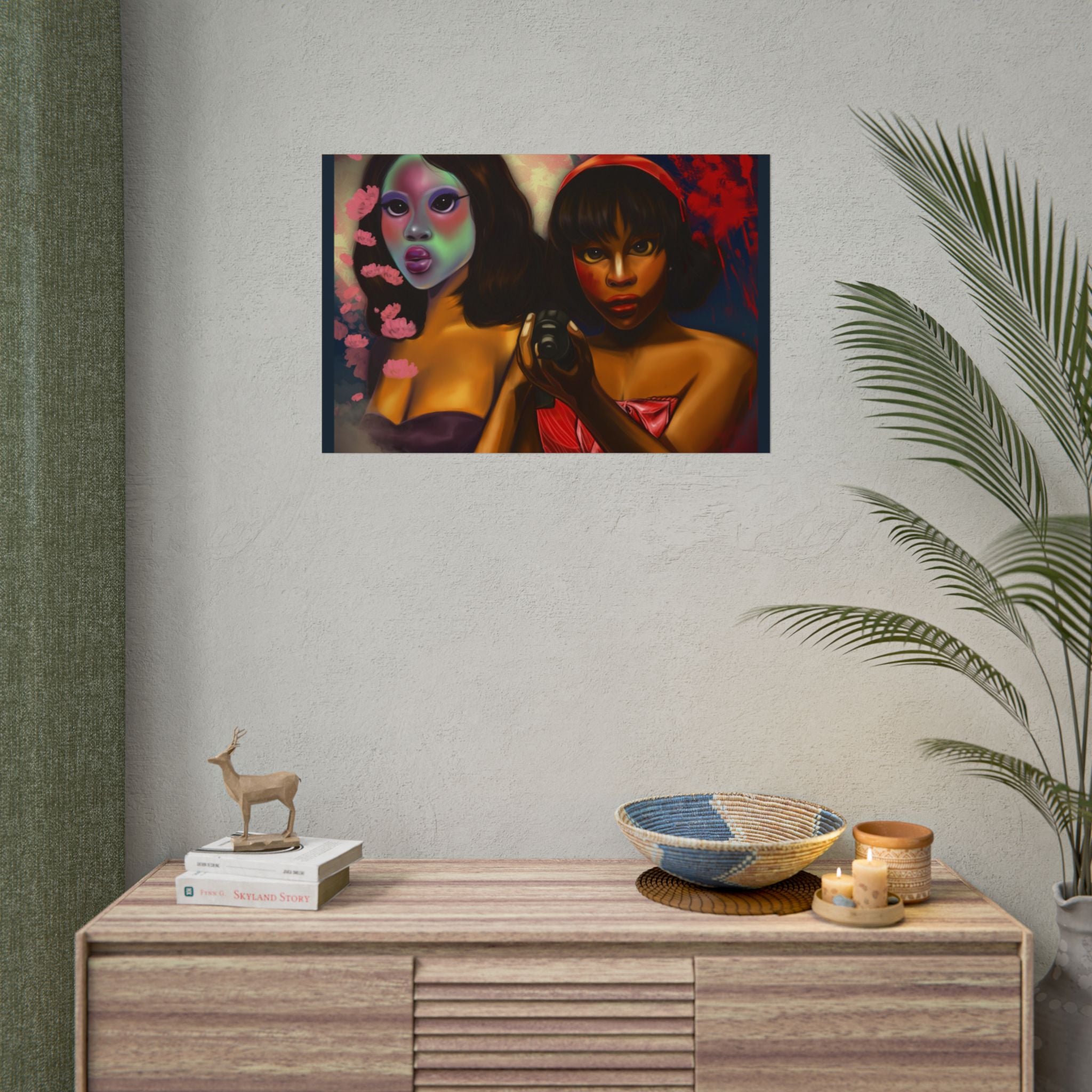 Rolled Poster — Surreal Portrait Duo Art Print (Masked Woman & Camera)